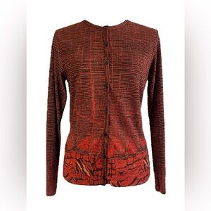 Vintage 90’s Orange & Brown Textured Button Down Cardigan